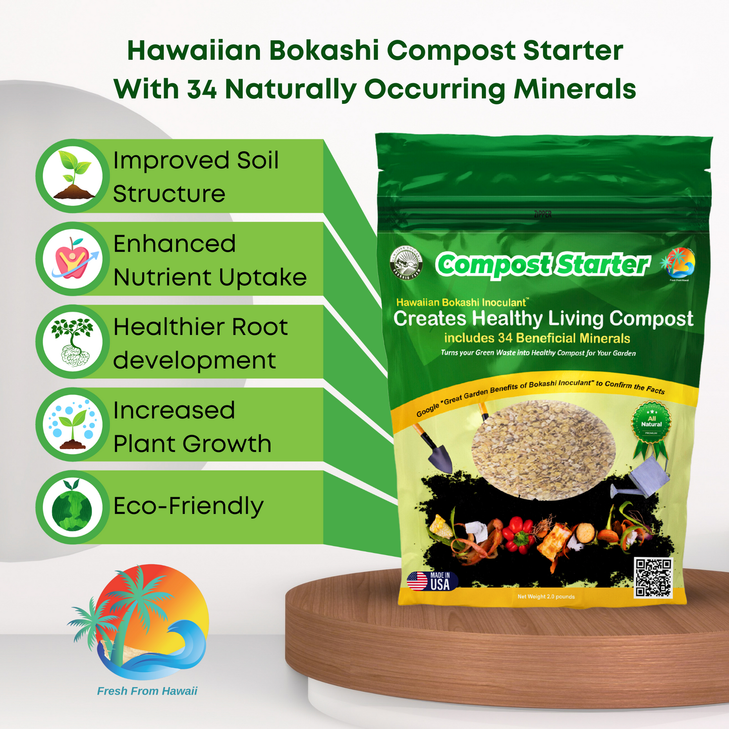 Hawaiian Bokashi Compost Starter with 34 Naturally Occurring Minerals